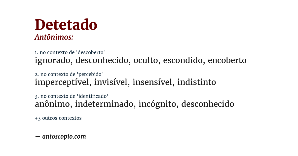 Antônimo de detetado