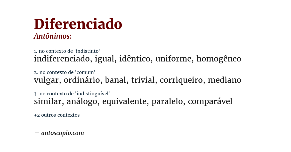 Antônimo de diferenciado