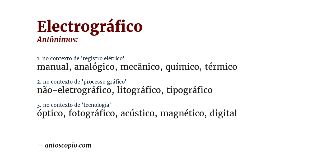 Antônimo de electrográfico