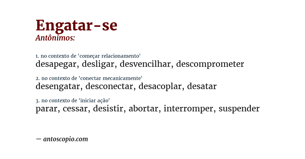 Antônimo de engatar-se