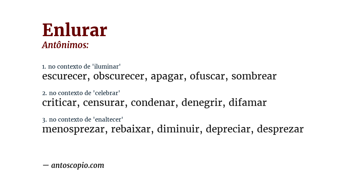 Antônimo de enlurar