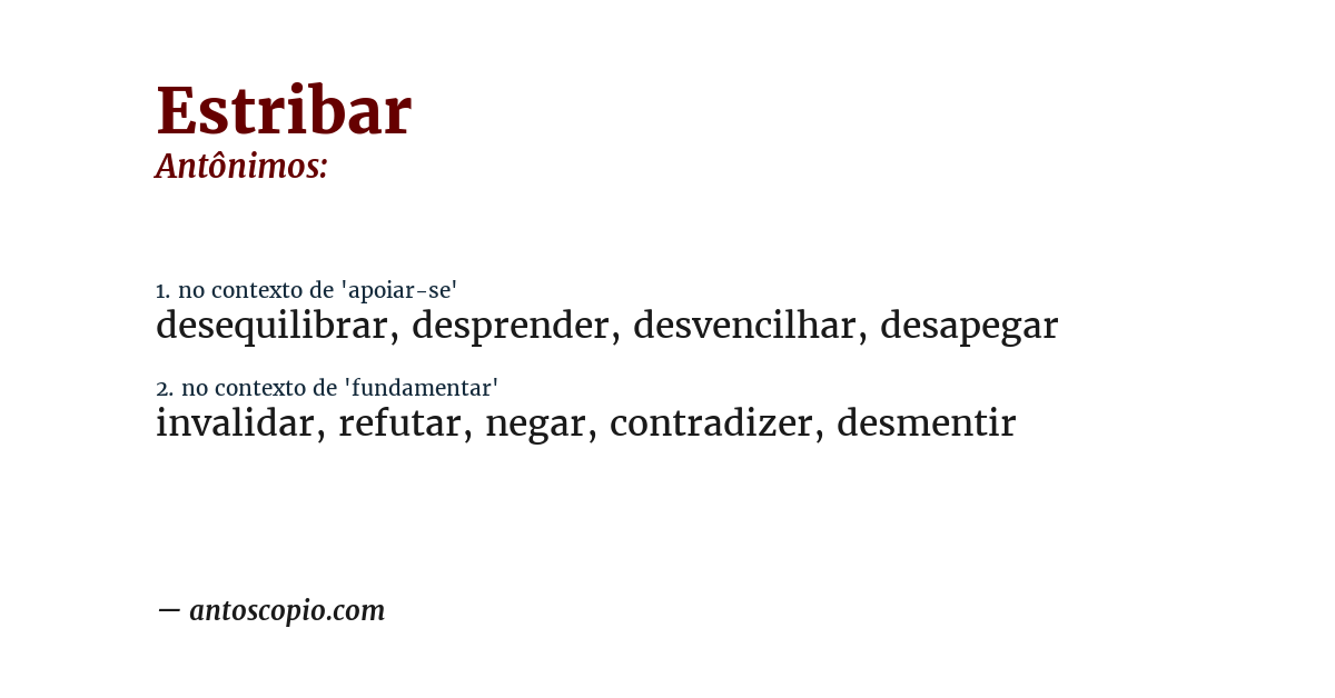 Antônimo de estribar