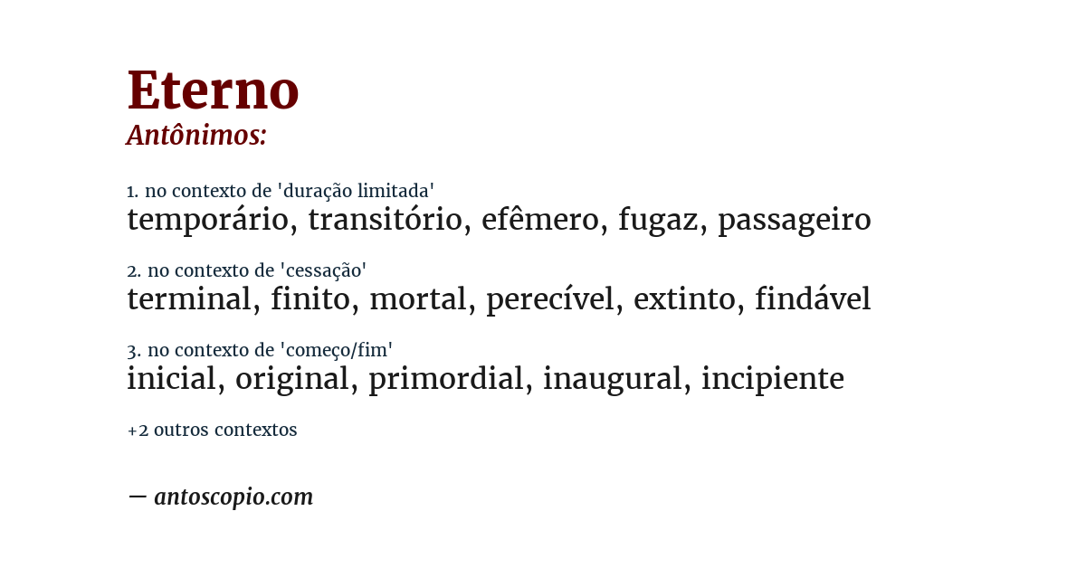 Antônimo de eterno