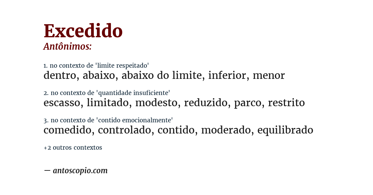 Antônimo de excedido