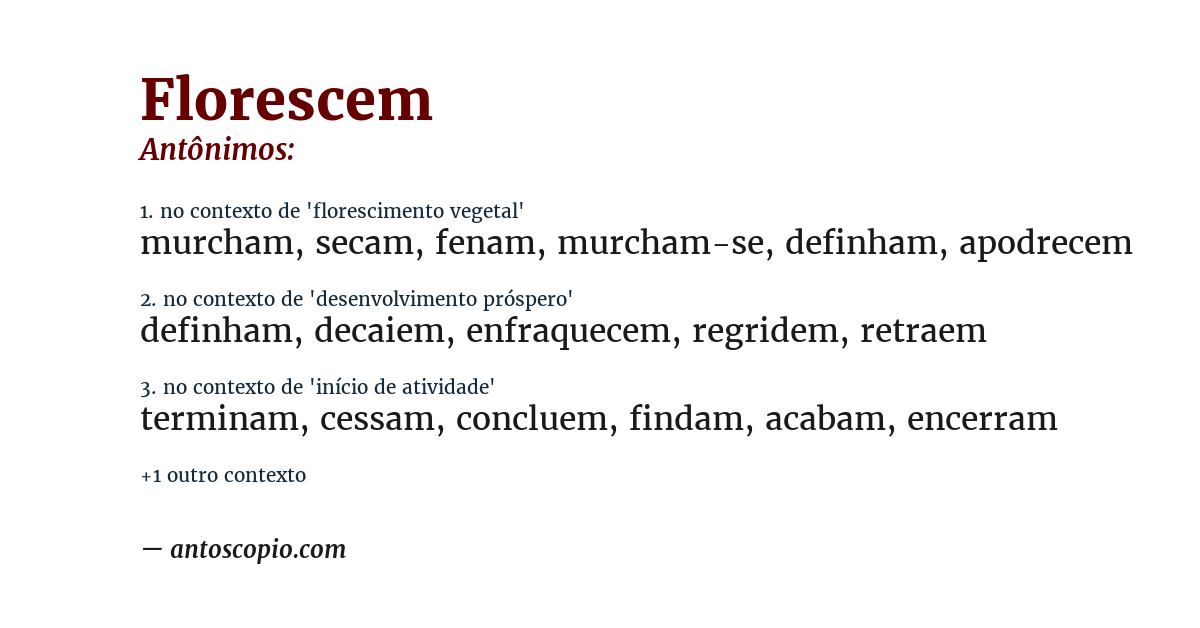 Antônimo de florescem