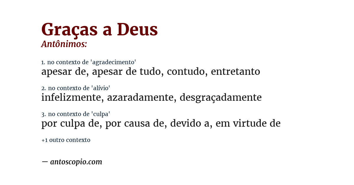 Antônimo de graças a deus
