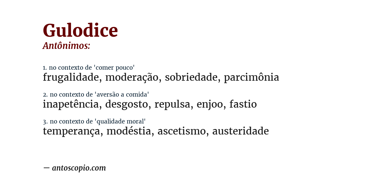 Antônimo de gulodice