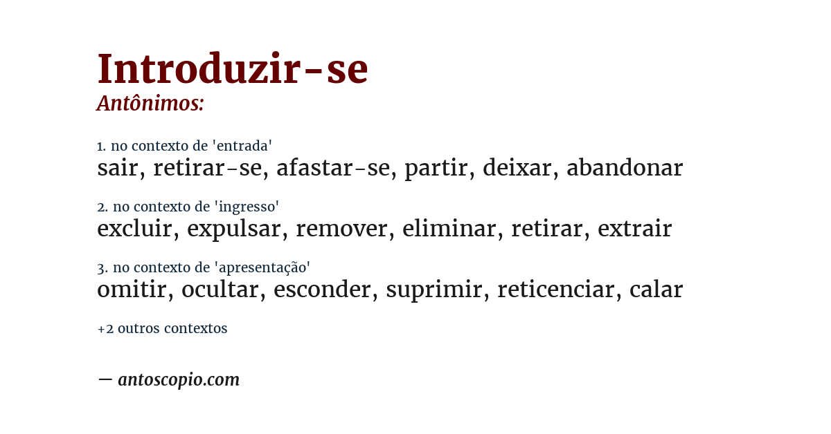 Antônimo de introduzir-se