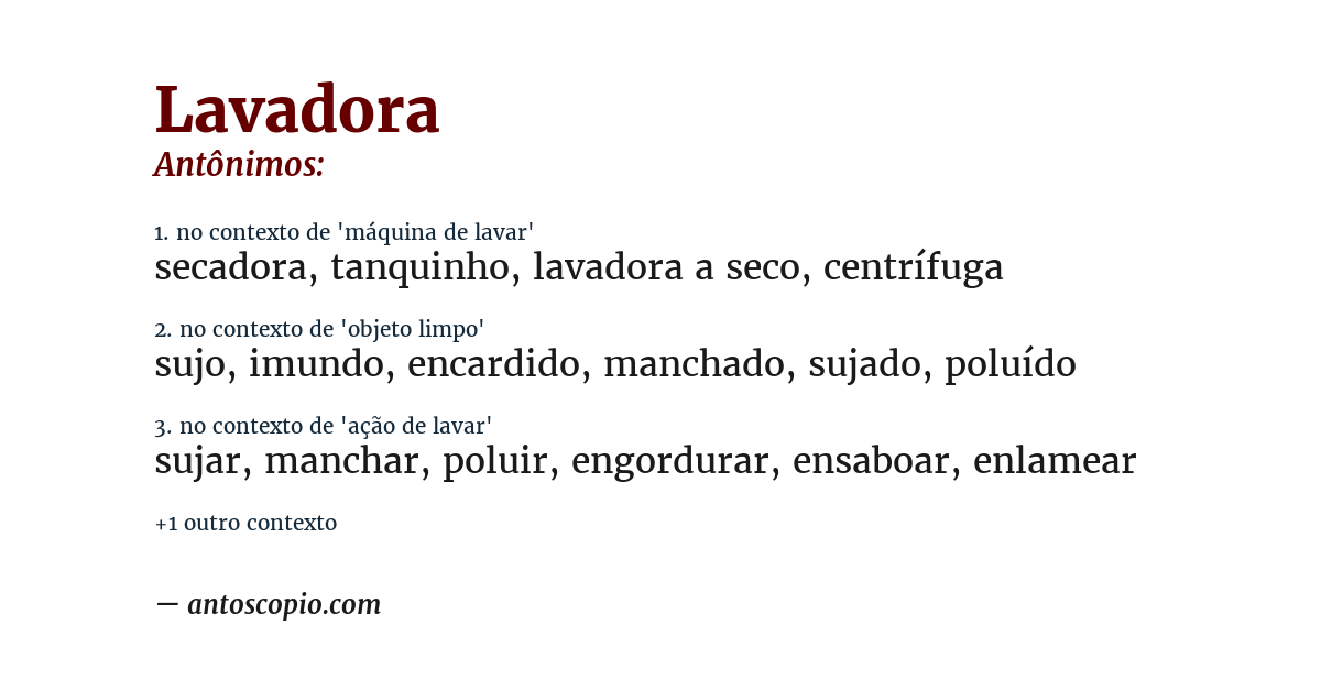 Antônimo de lavadora
