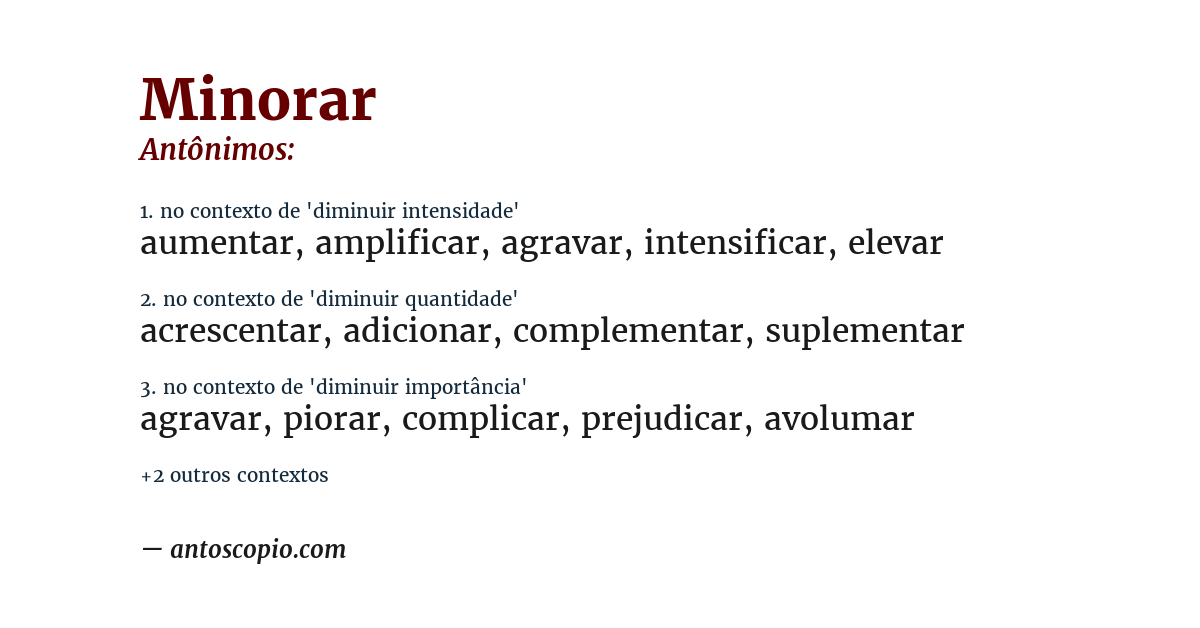 Antônimo de minorar
