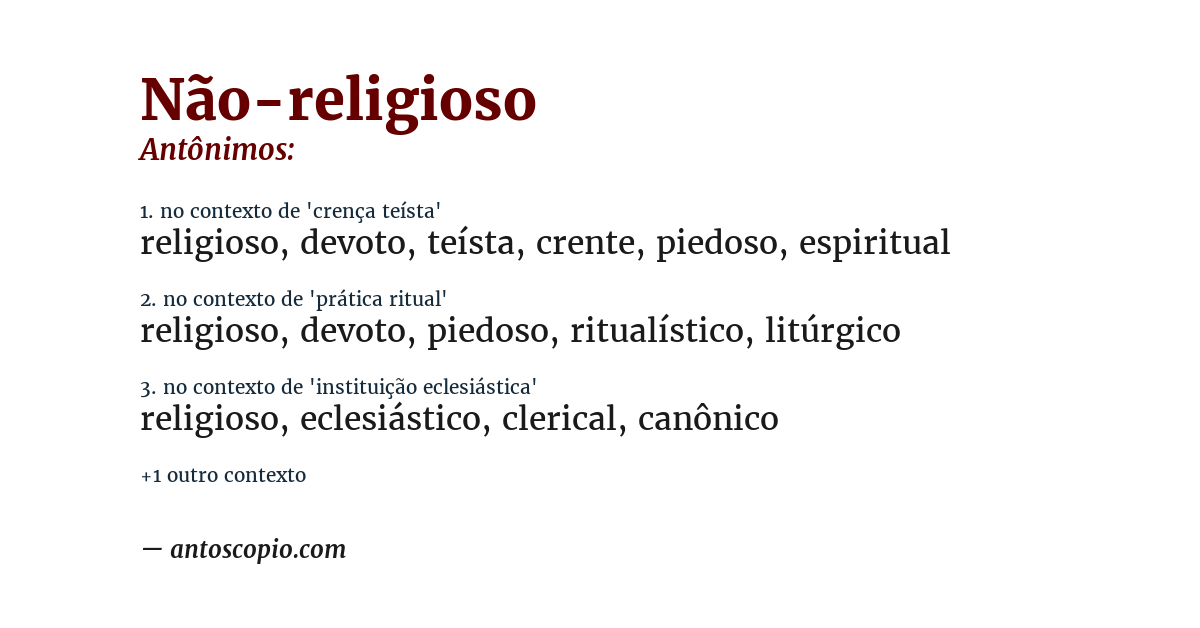 Antônimo de não-religioso