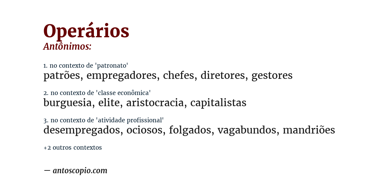 Antônimo de operários