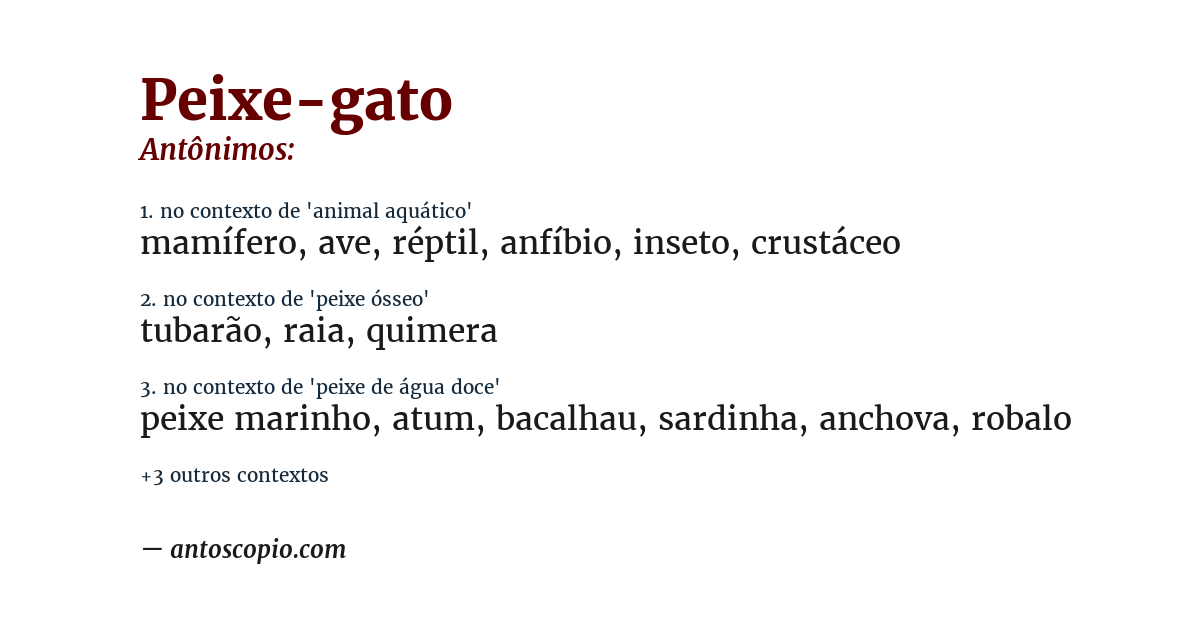 Antônimo de peixe-gato