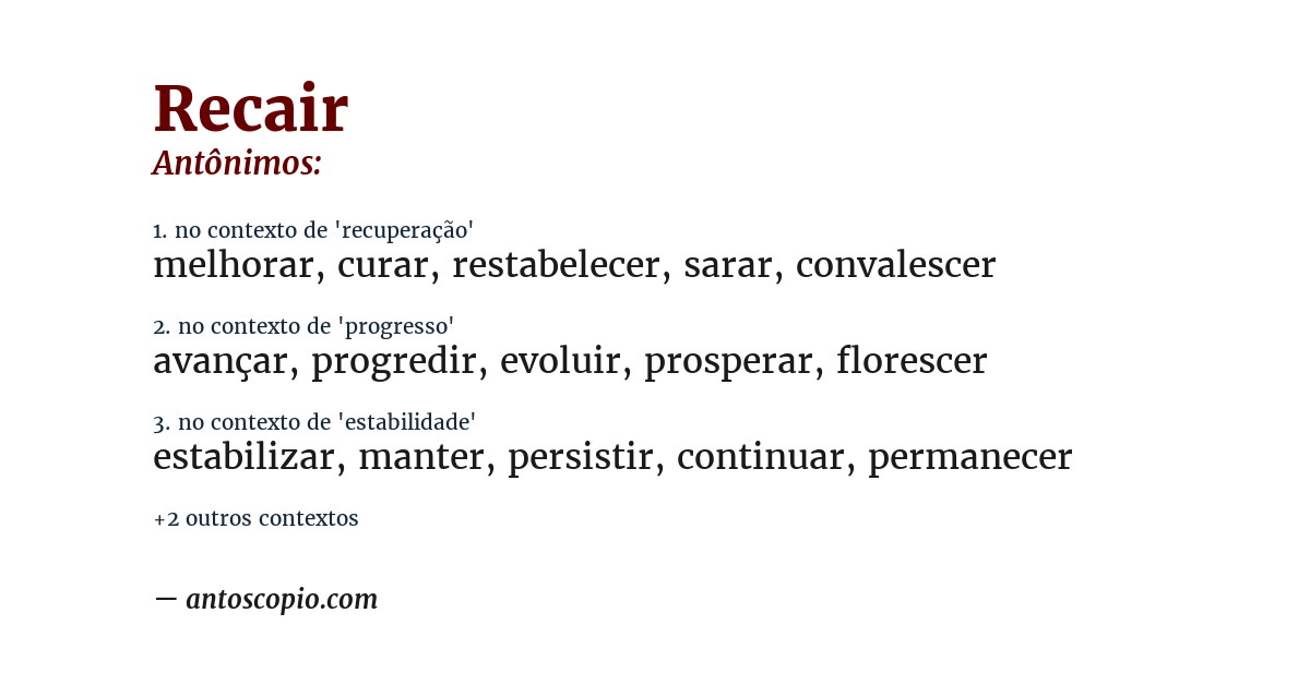 Antônimo de recair