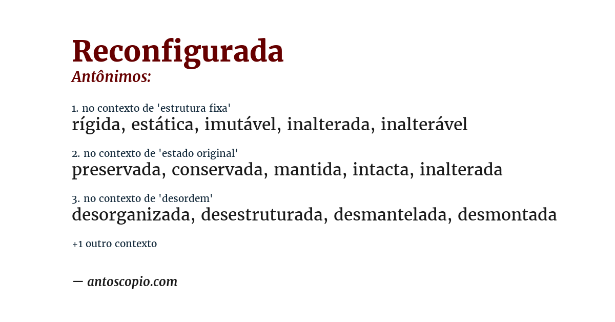 Antônimo de reconfigurada