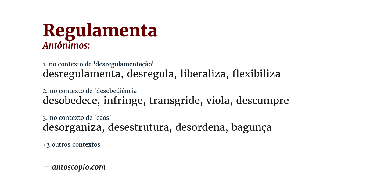 Antônimo de regulamenta