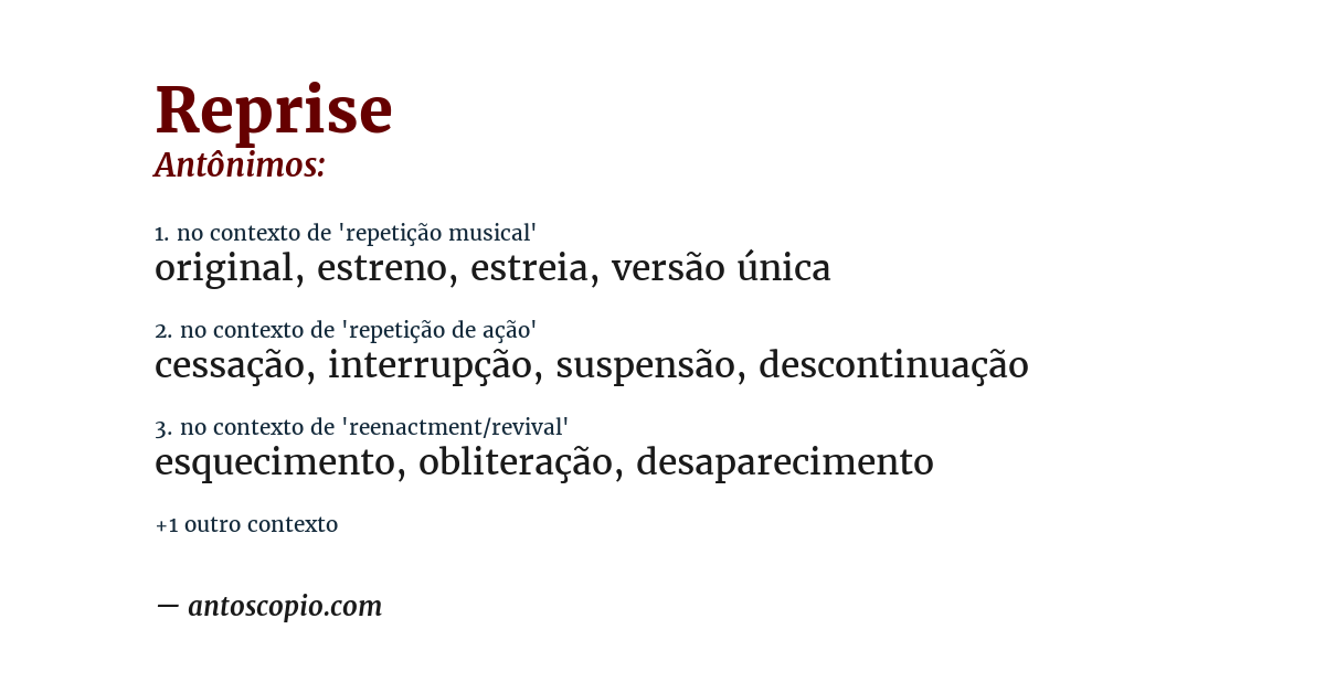 Antônimo de reprise