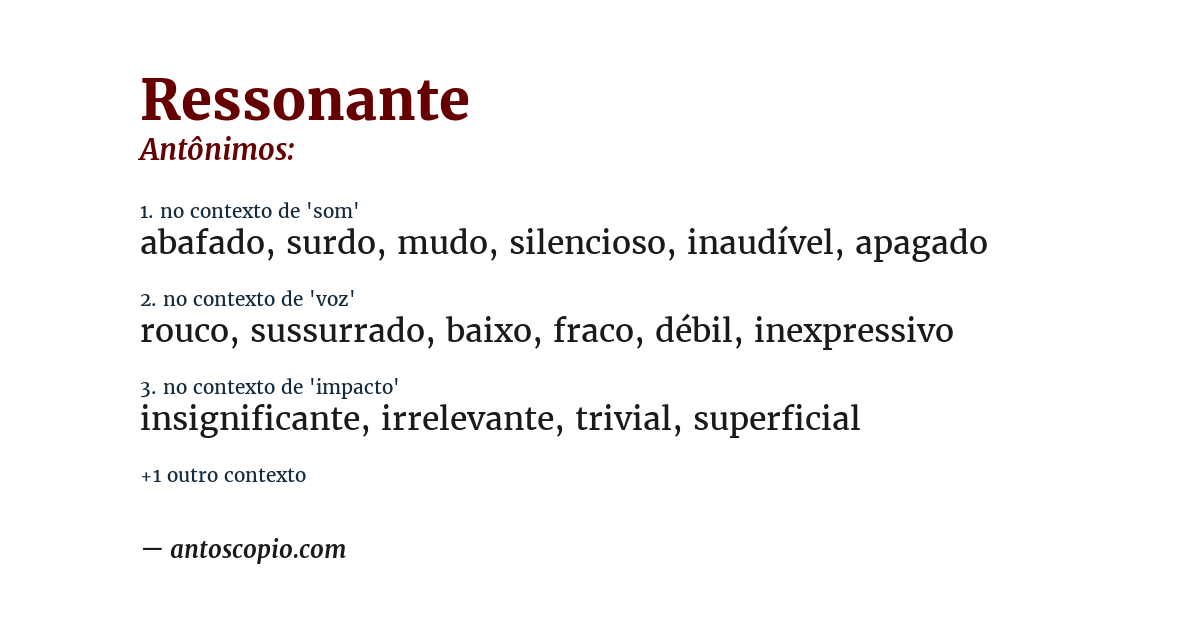 Antônimo de ressonante