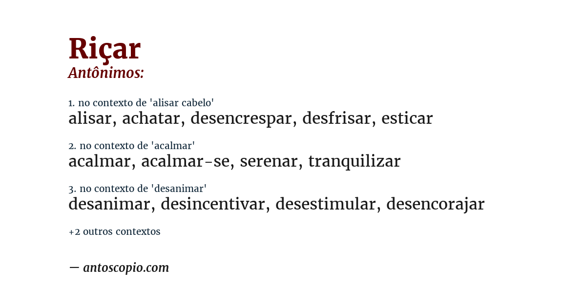 Antônimo de riçar