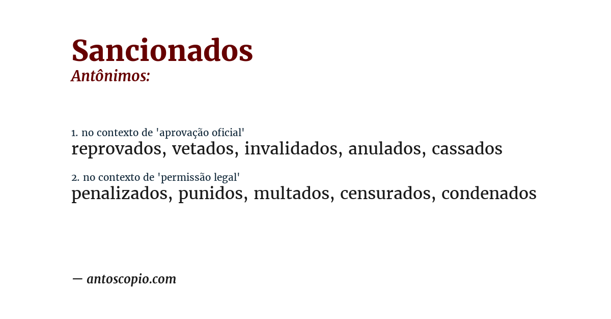 Antônimo de sancionados