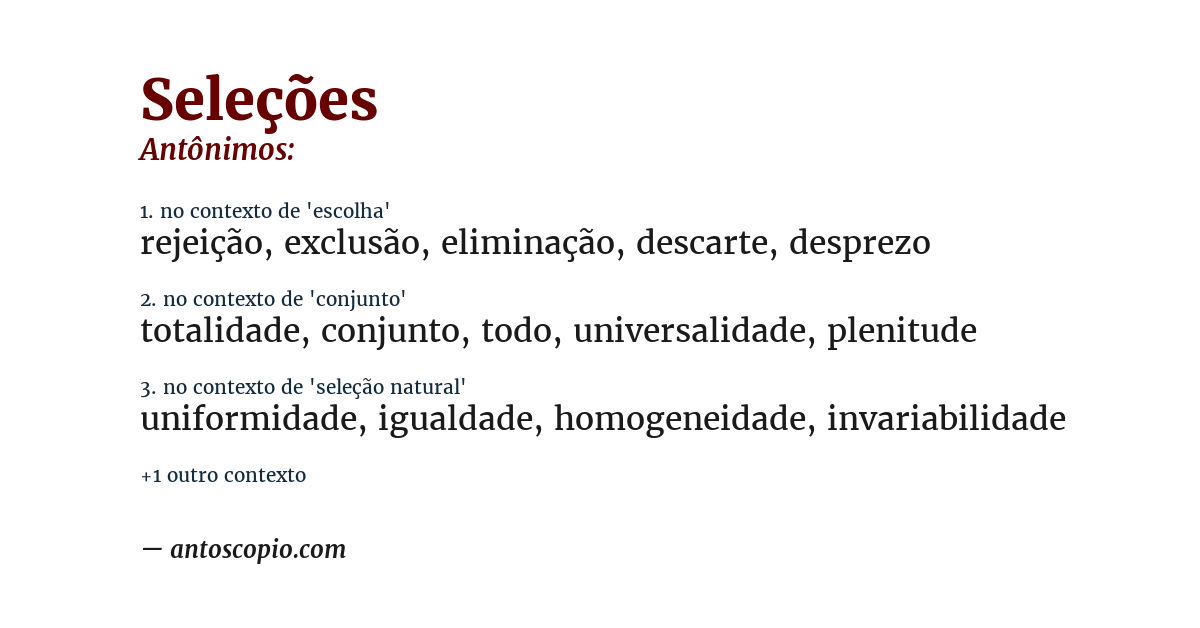Antônimo de seleções