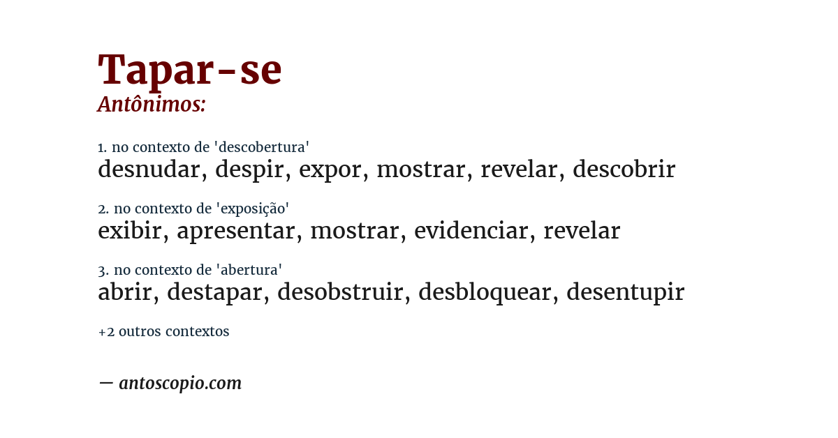 Antônimo de tapar-se