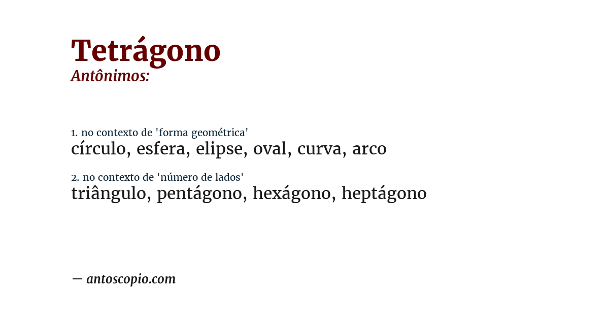 Antônimo de tetrágono