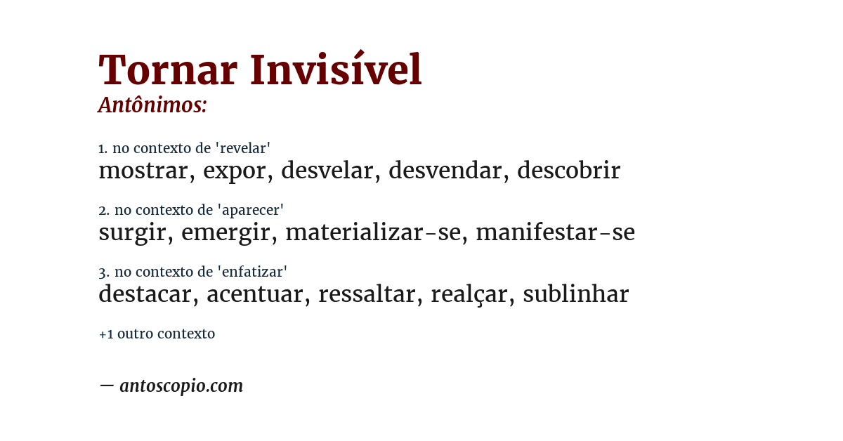 Antônimo de tornar invisível