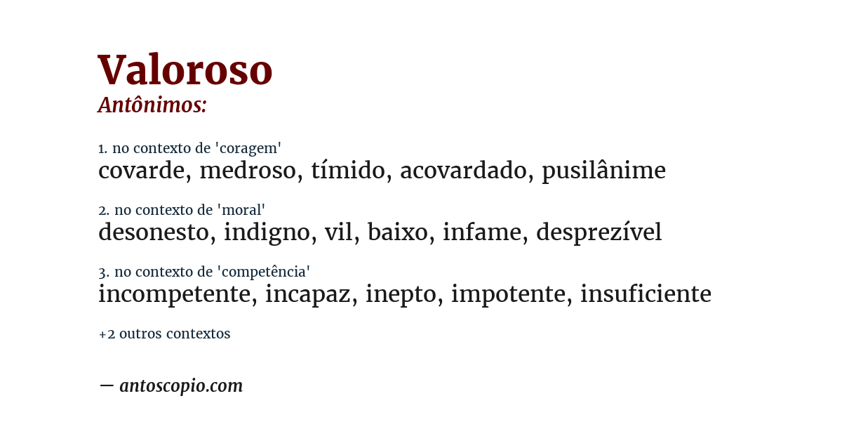 Antônimo de valoroso