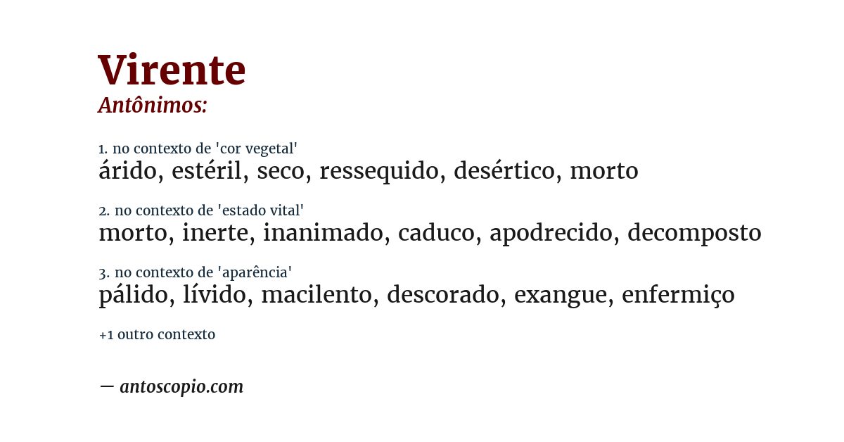 Antônimo de virente