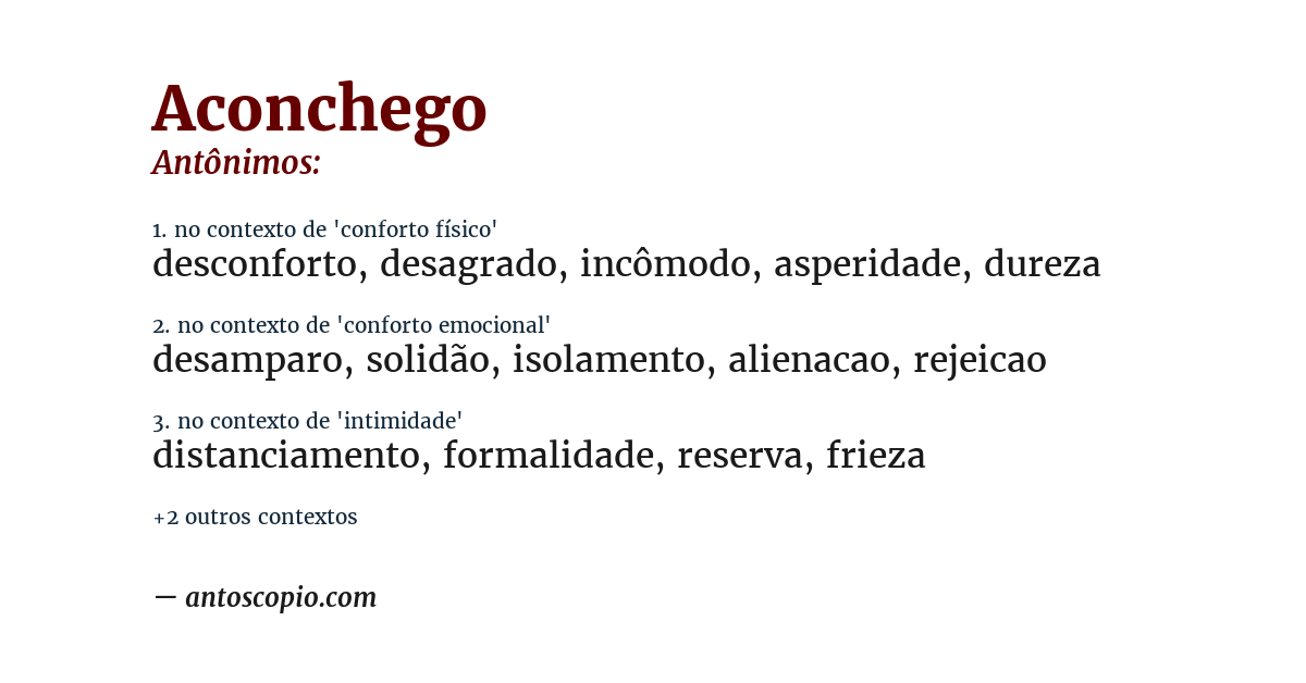 Antônimo de aconchego