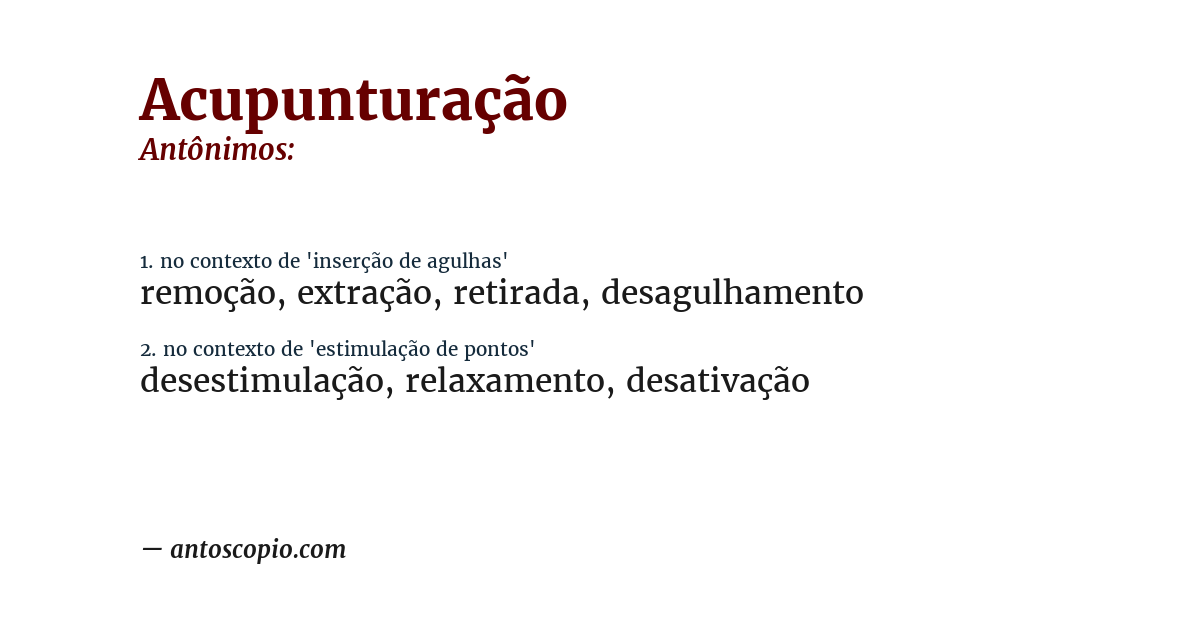 Antônimo de acupunturação