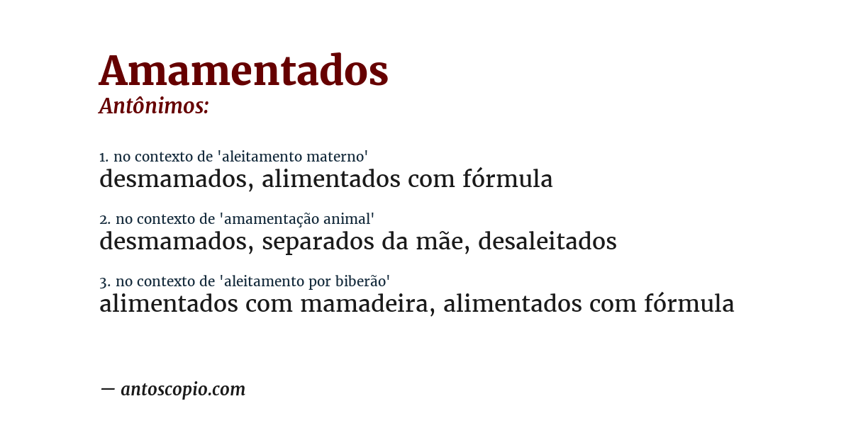 Antônimo de amamentados