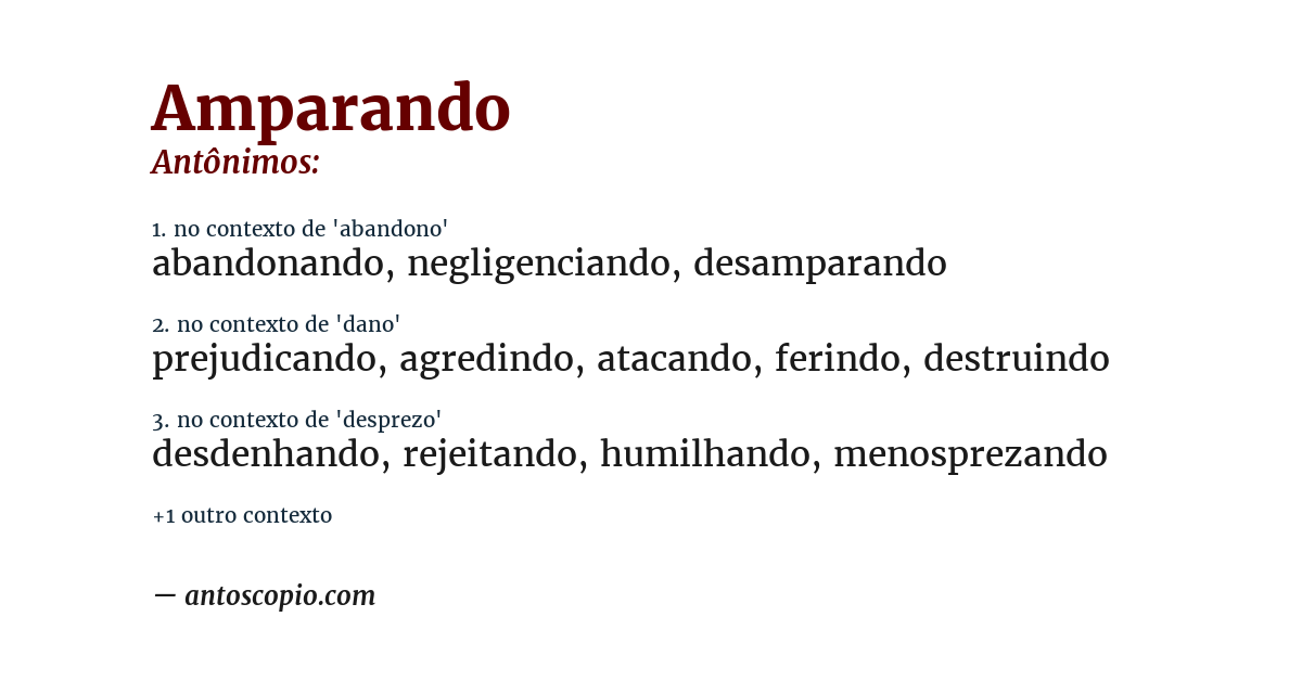 Antônimo de amparando