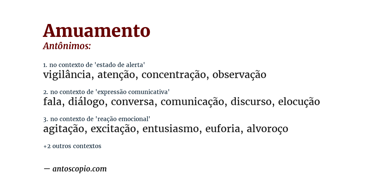 Antônimo de amuamento