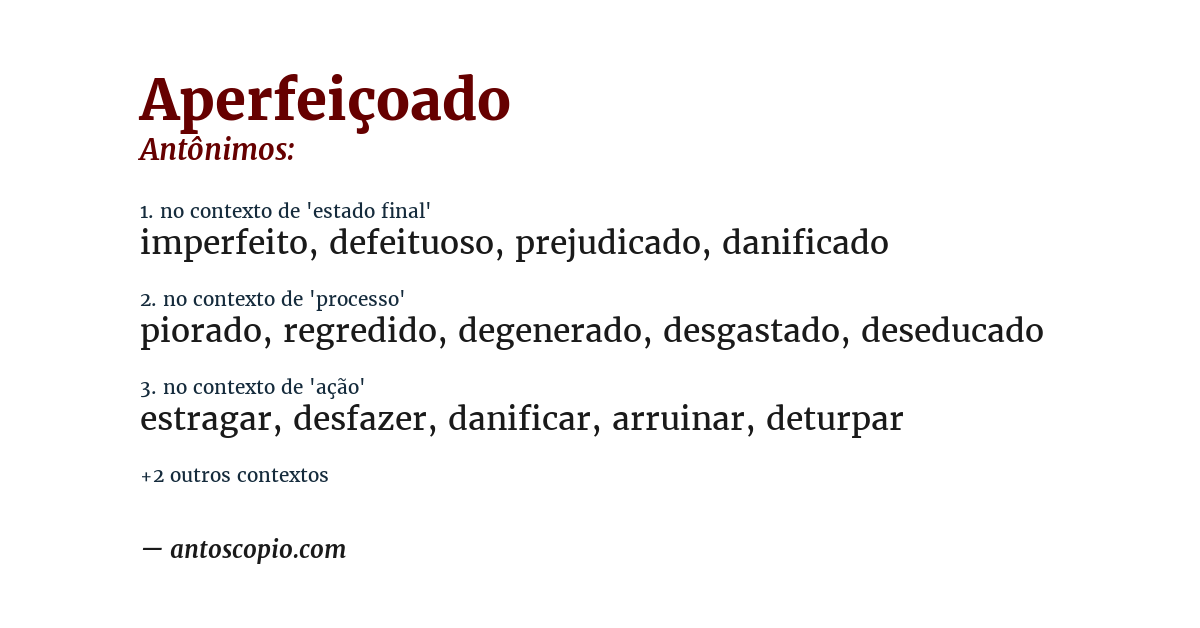 Antônimo de aperfeiçoado