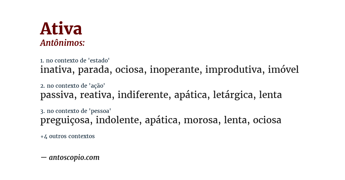 Antônimo de ativa