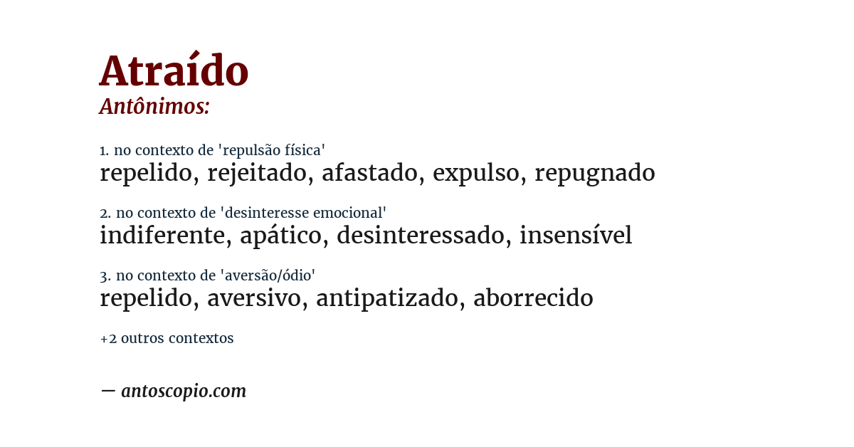 Antônimo de atraído