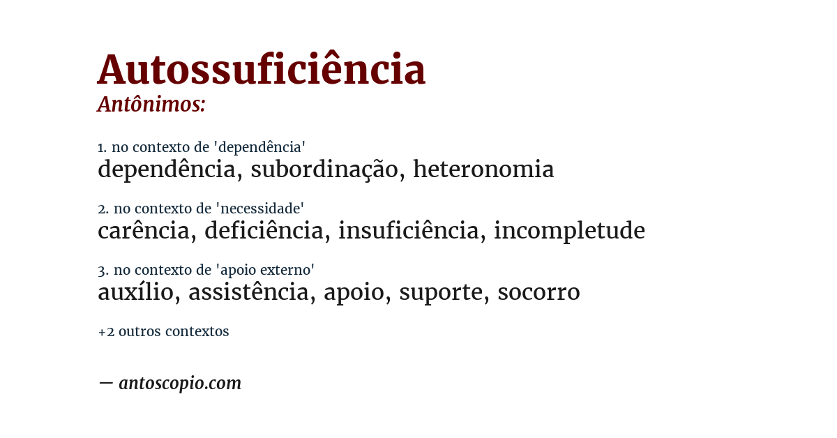 Antônimo de autossuficiência