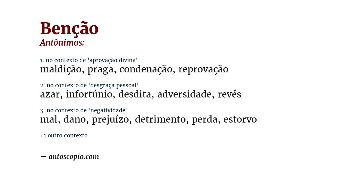 Antônimo de benção