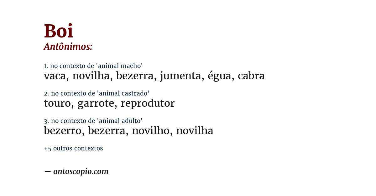 Antônimo de boi