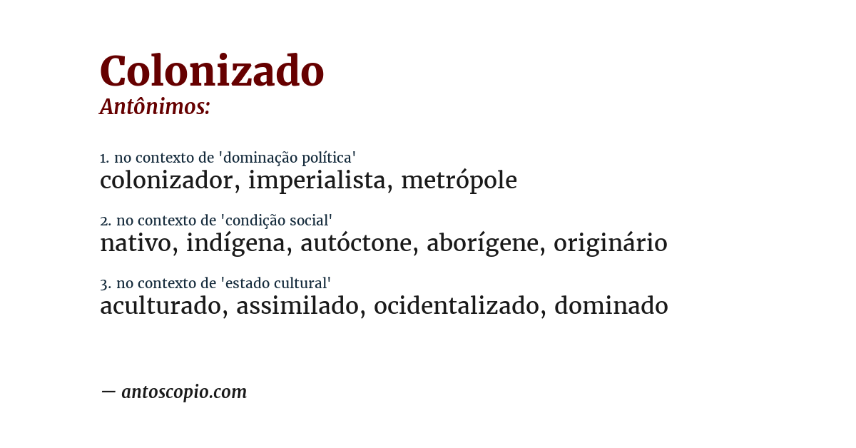 Antônimo de colonizado