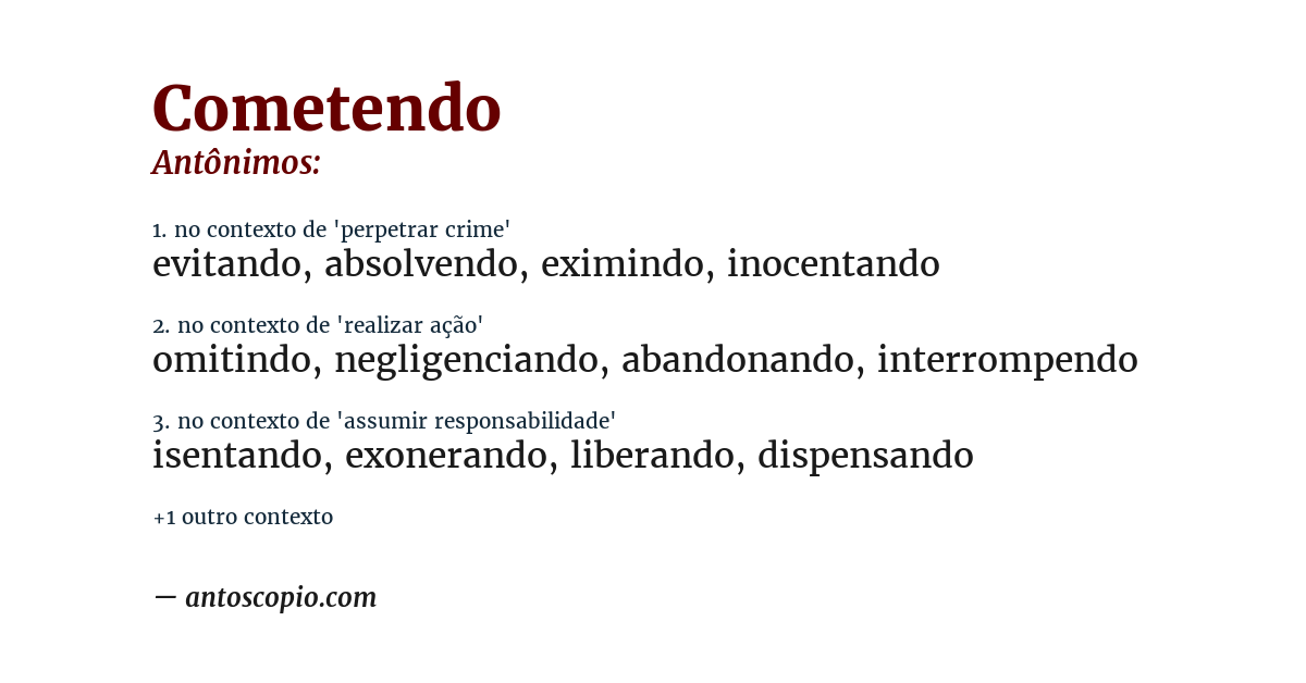 Antônimo de cometendo