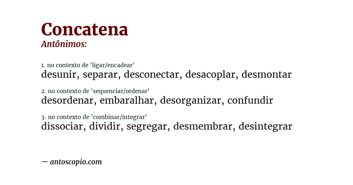 Antônimo de concatena