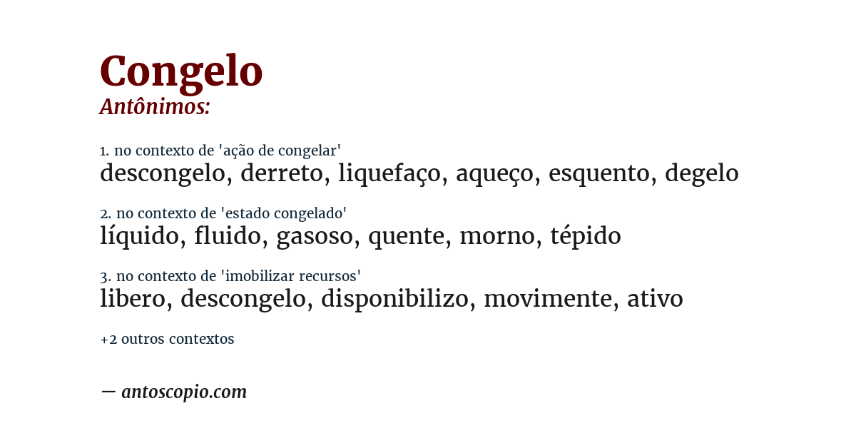 Antônimo de congelo