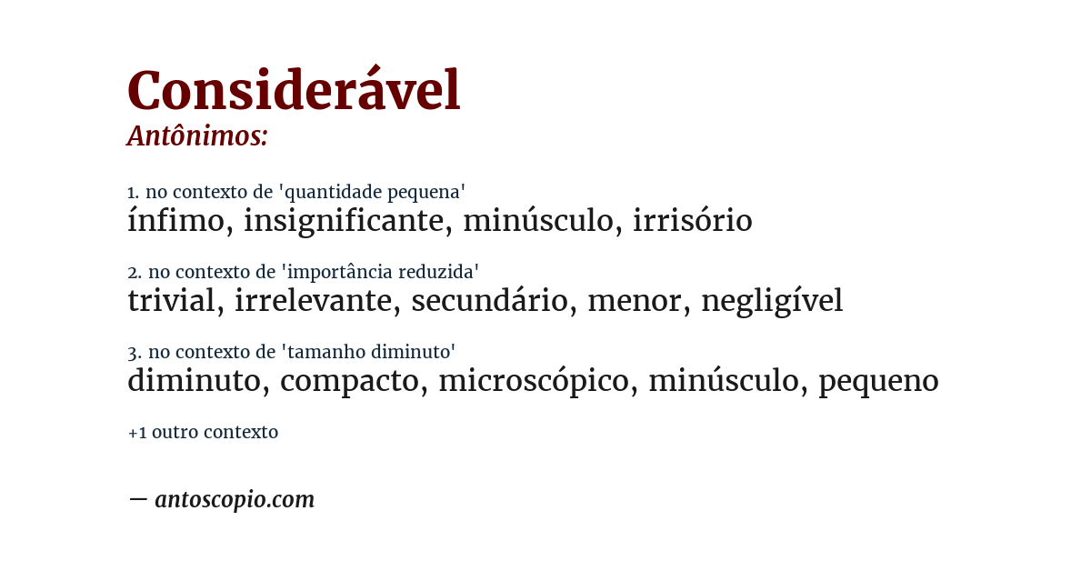 Antônimo de considerável