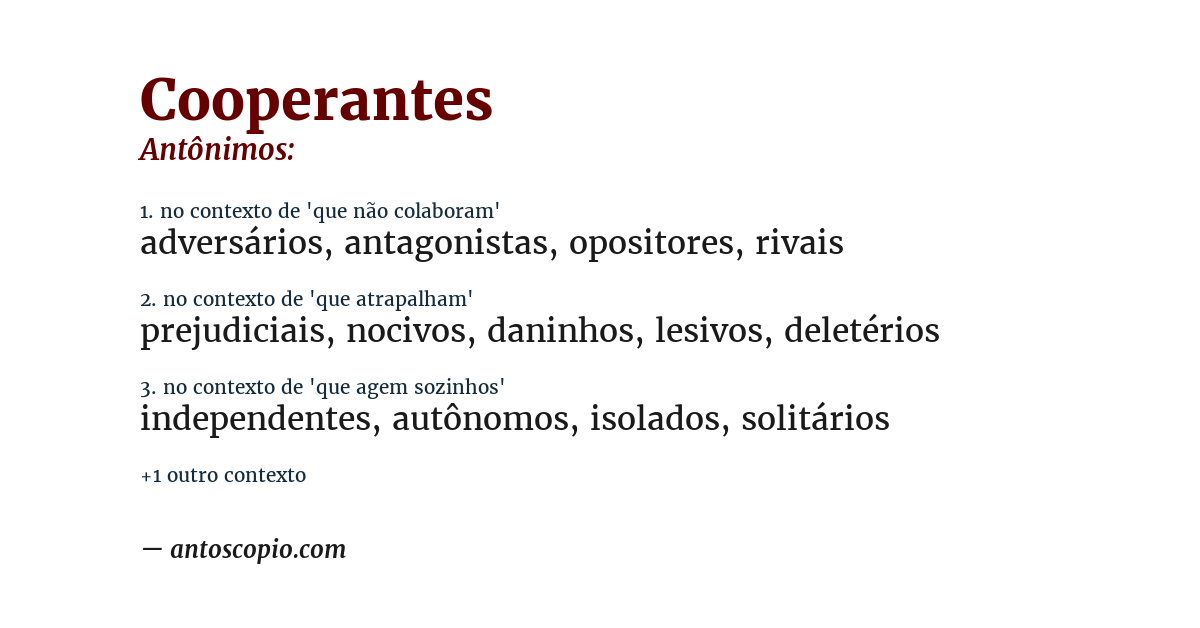 Antônimo de cooperantes