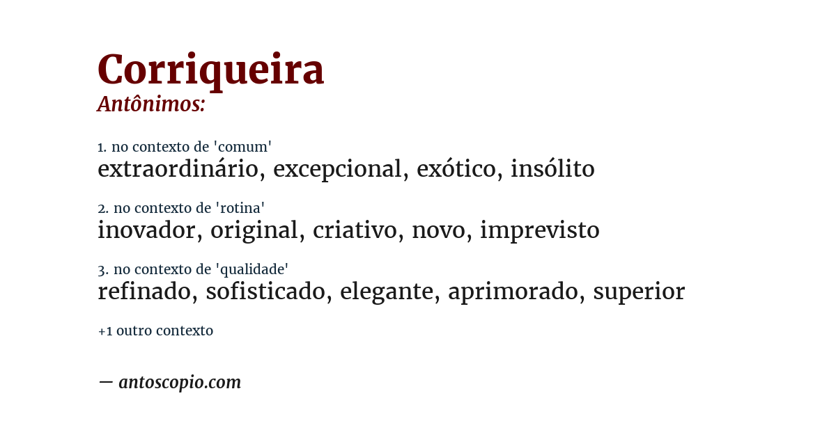 Antônimo de corriqueira