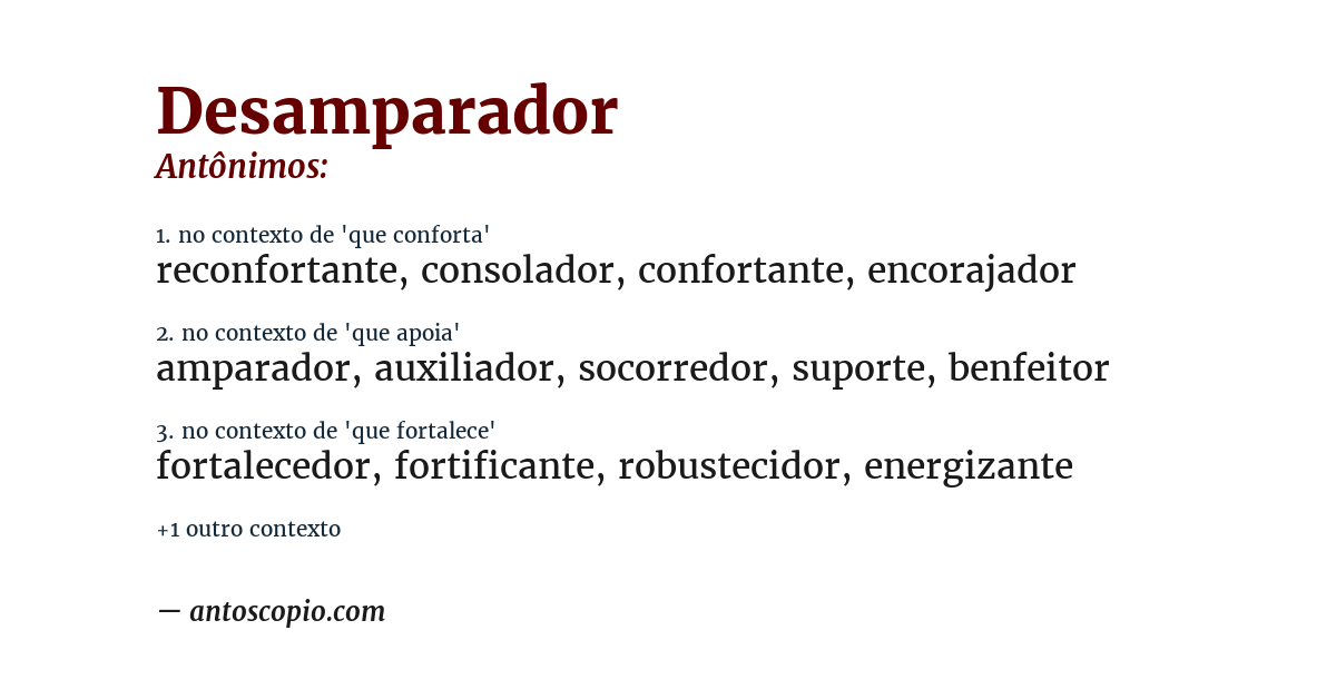 Antônimo de desamparador