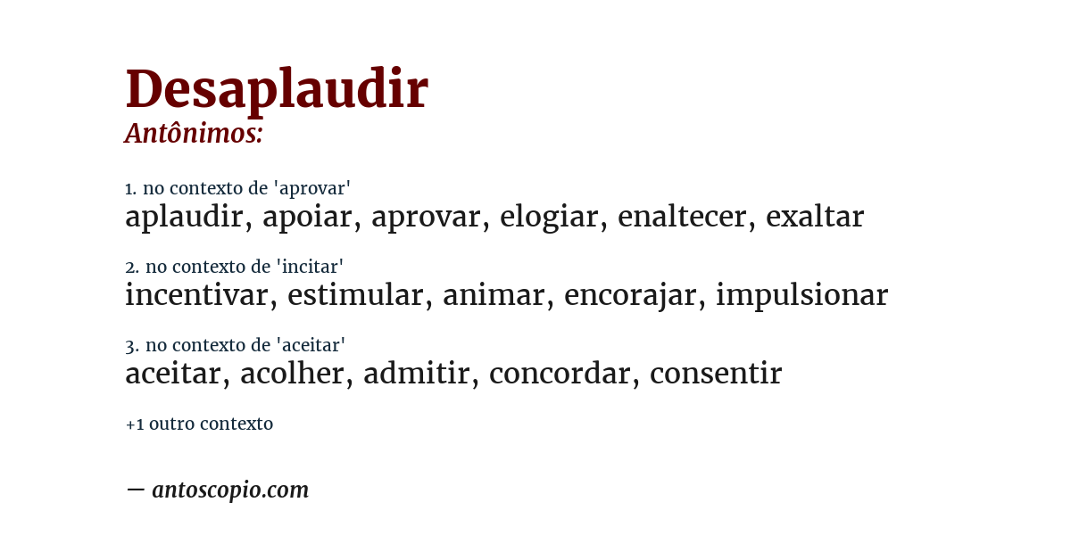 Antônimo de desaplaudir
